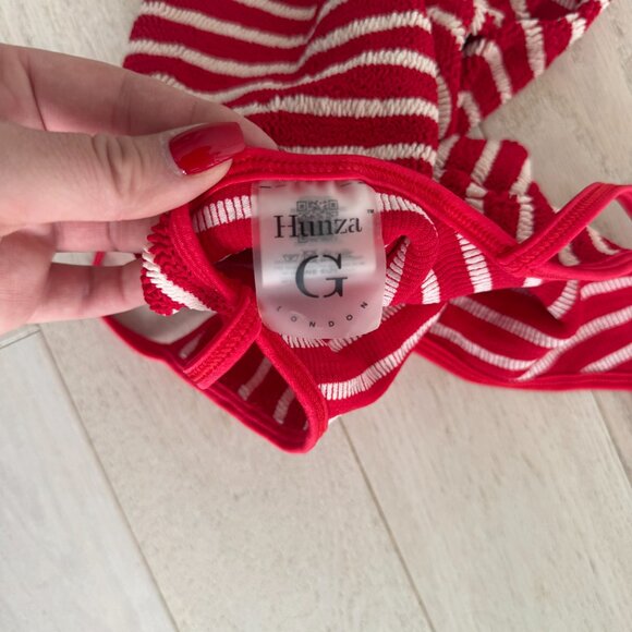 HUNZA G - Red and White Striped Swimsuit - Picture 4 of 4